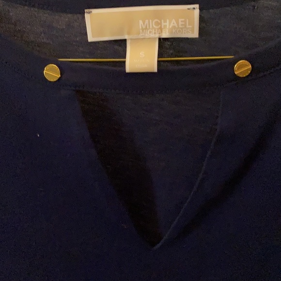 Michael by Michael Kors Embellished Navy V Neck Size S - Picture 2 of 3